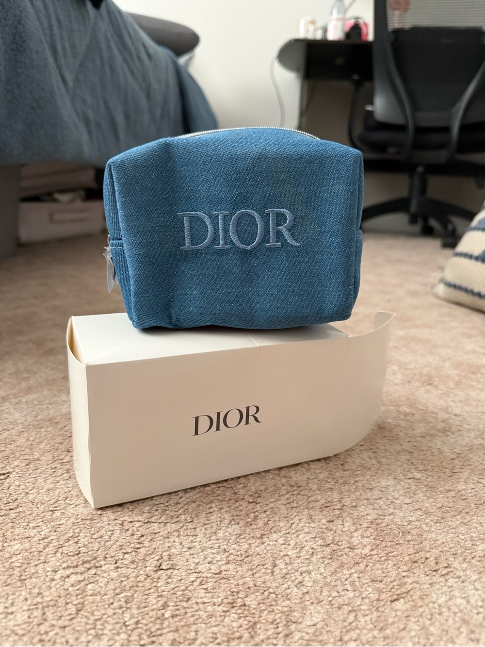 DIOR Blue Canvas Travel Pouch